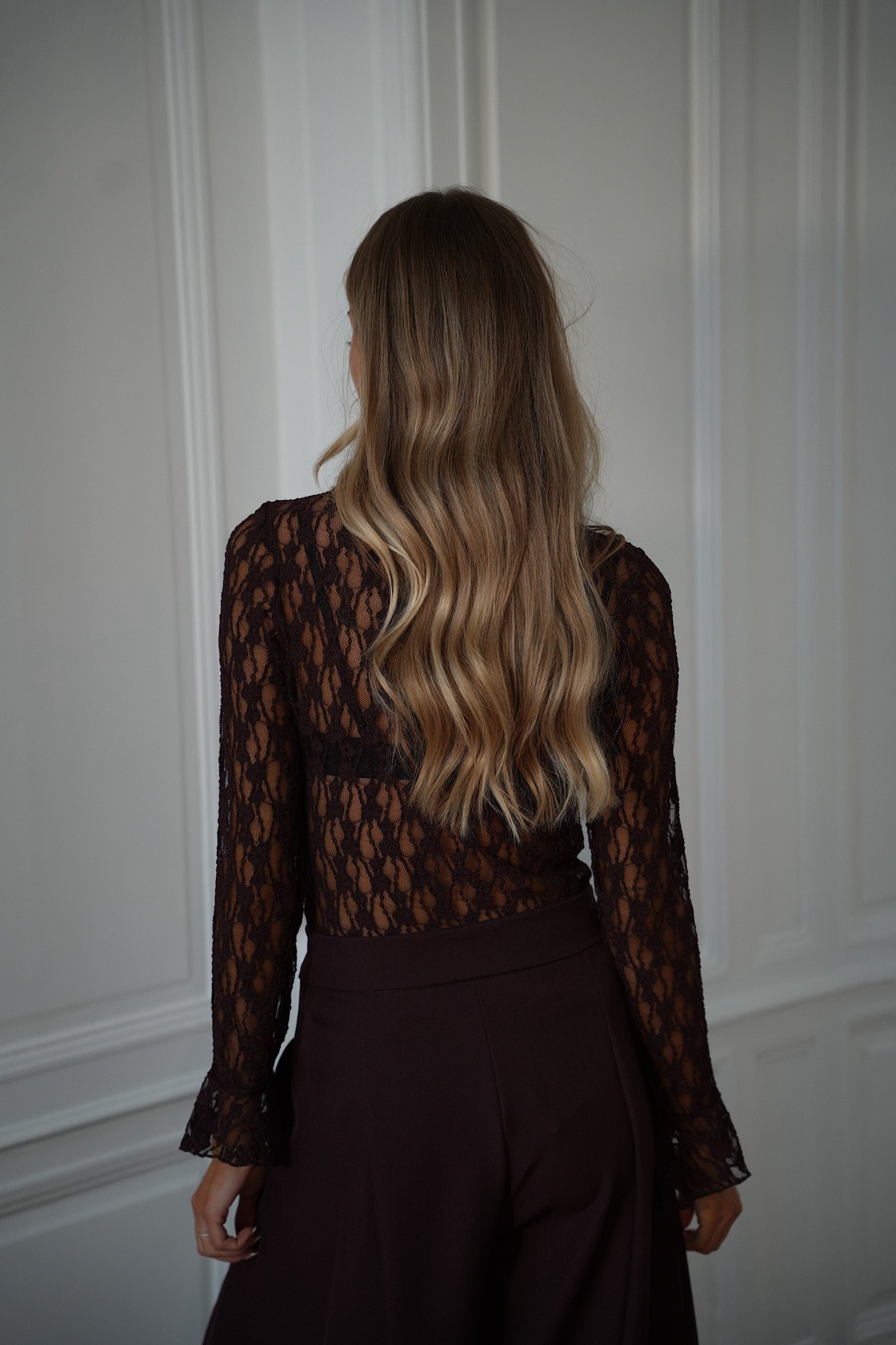 Eveline prune - Blouse en dentelle