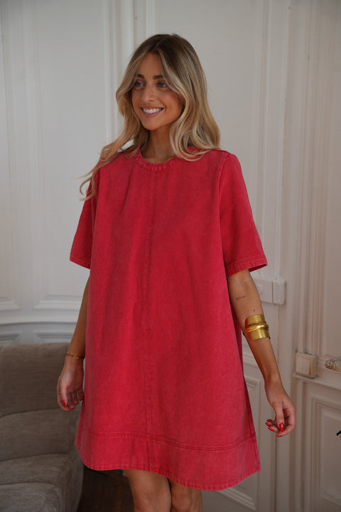 Zaho rouge - Robe en jean