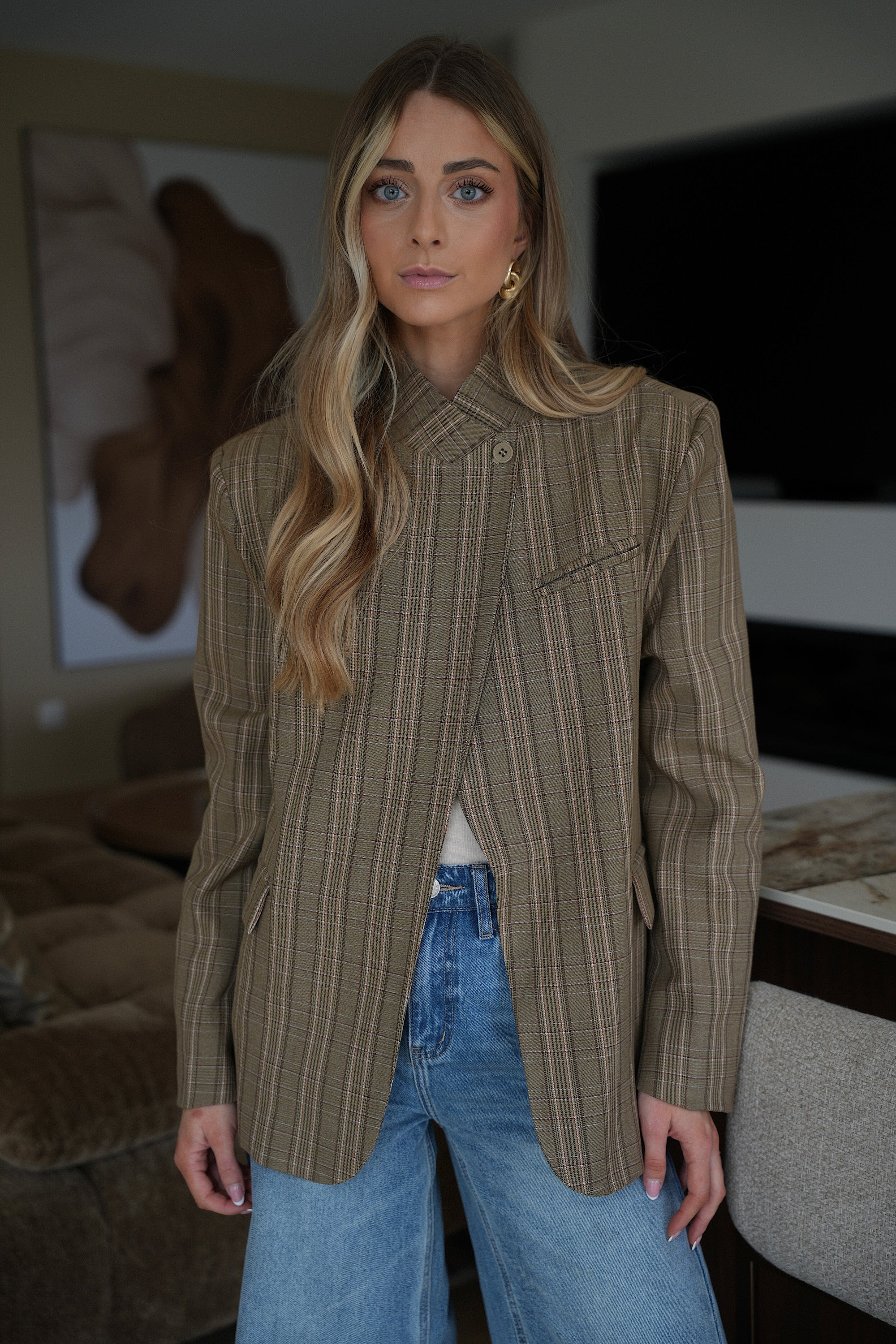 Loane taupe - Blazer asymétrique