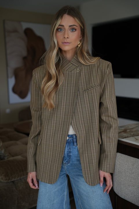 Loane taupe - Blazer asymétrique