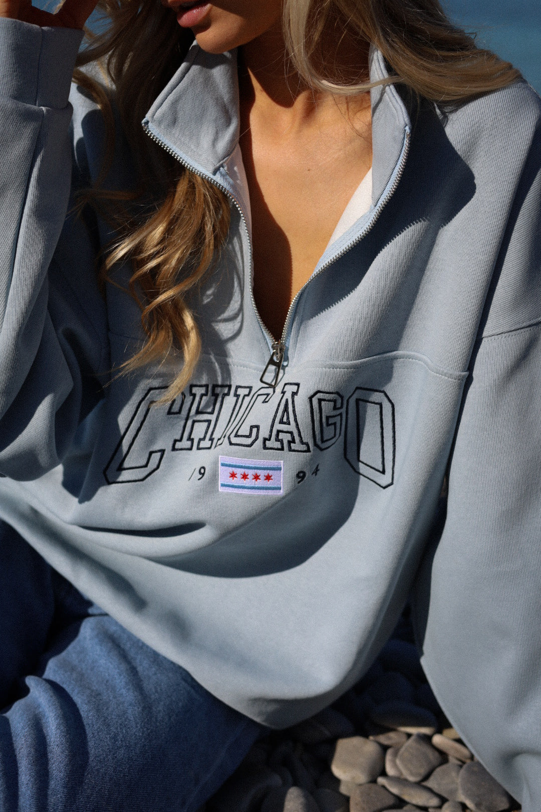 Chicago bleu - Sweat-shirt brodé