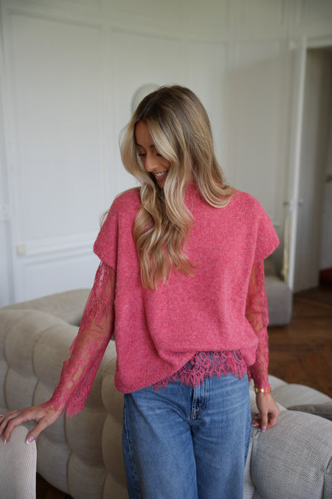 Setta corail - Pull dentelle