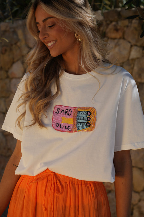 Sali blanc - T-shirt perlé