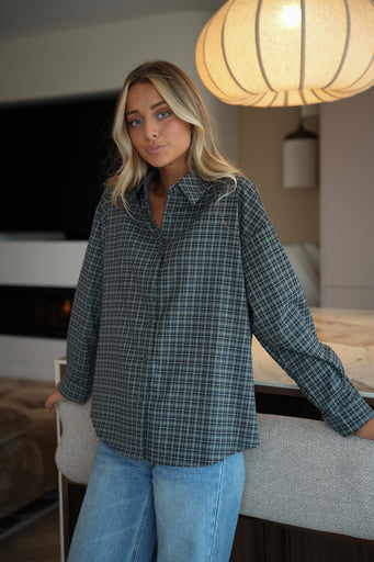 Maelline bleue - Chemise à carreaux