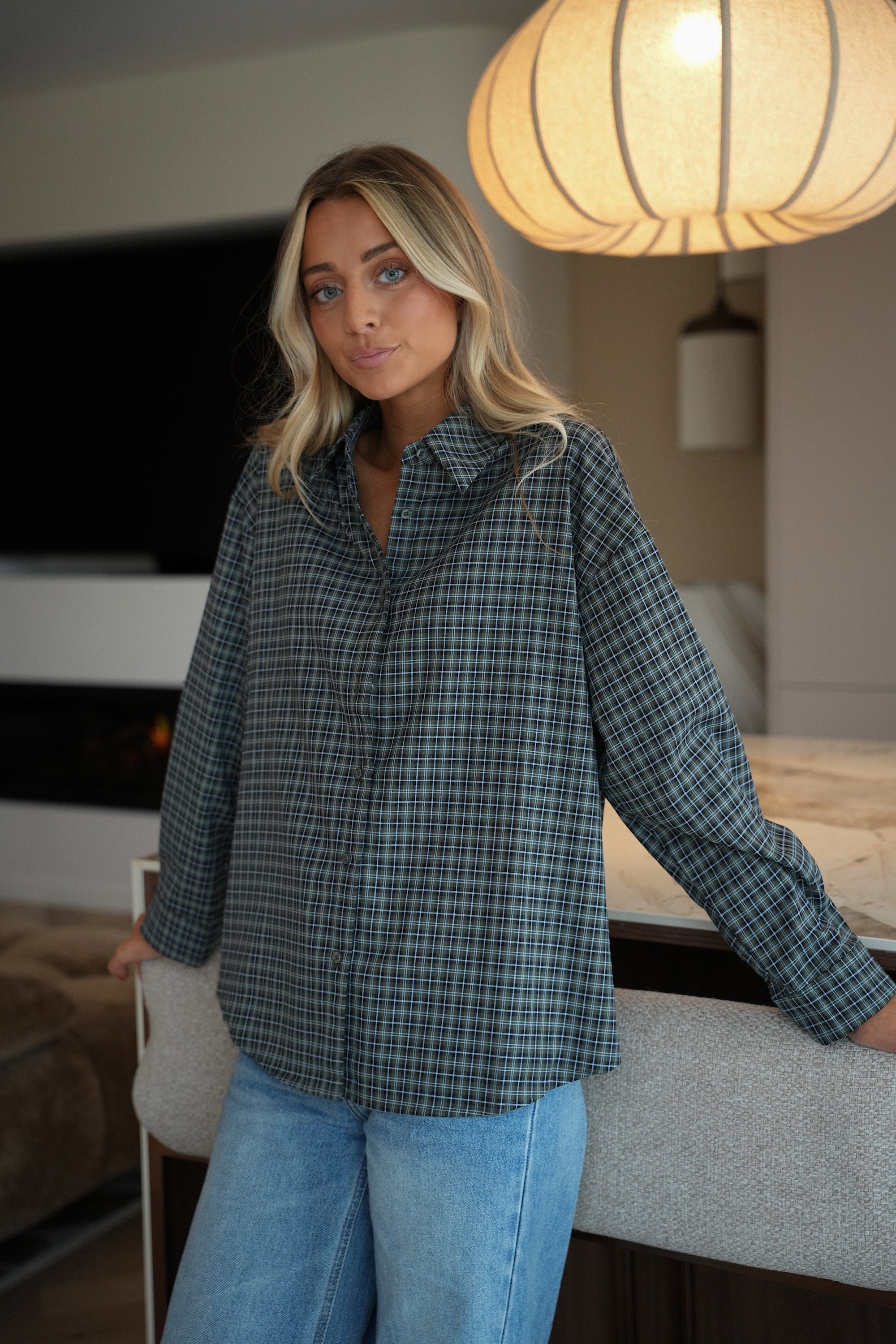 Maelline bleue - Chemise à carreaux