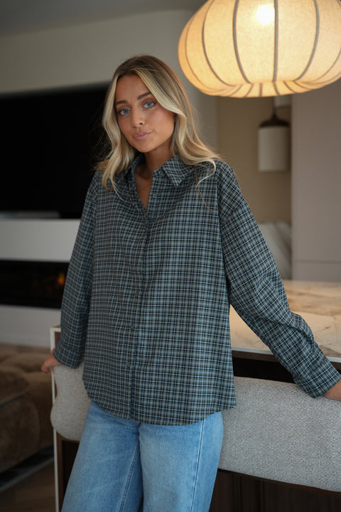 Maelline bleue - Chemise à carreaux