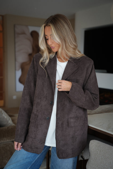 Trecy chocolat - Blazer suédé