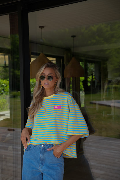 Tony bleu/jaune - T-shirt rayé
