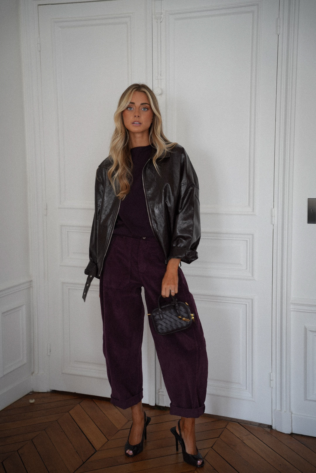 Elly prune - Pantalon velours