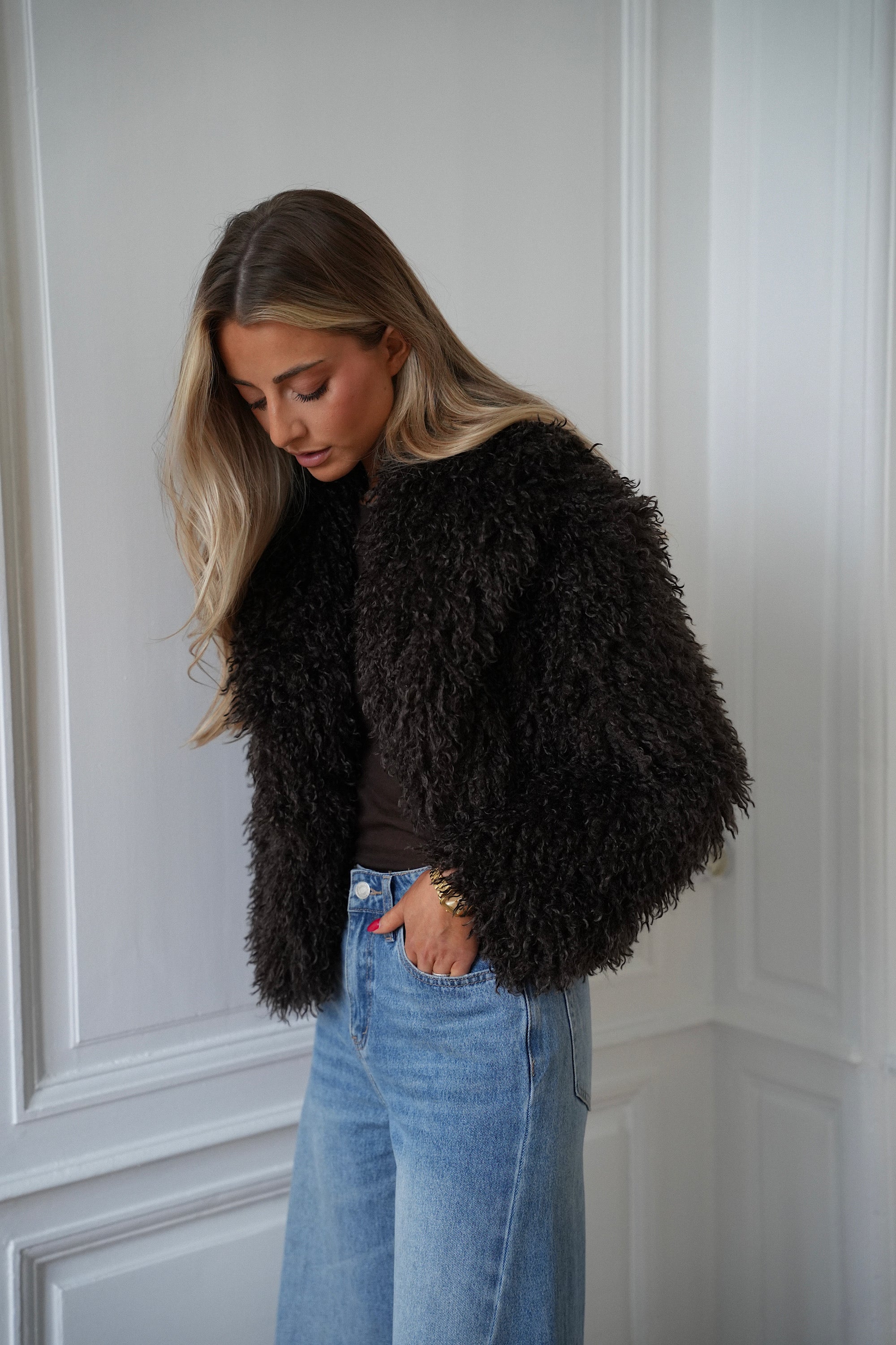 Soanne chocolat - Manteau fourrure