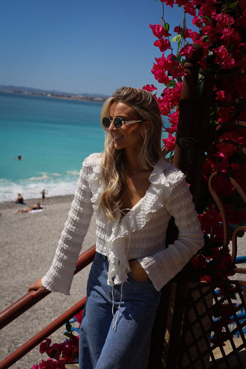 Violeta blanche - Blouse volantée