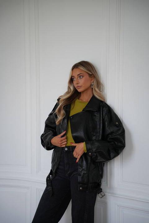 Ivy noire - Veste en similicuir