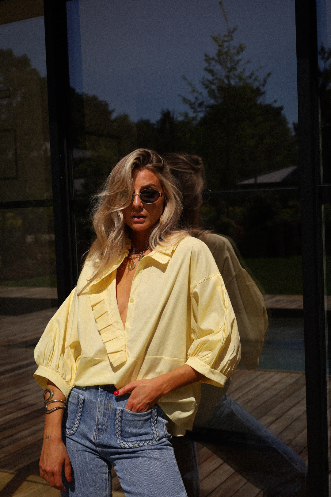 Julieth jaune - Blouse volantée