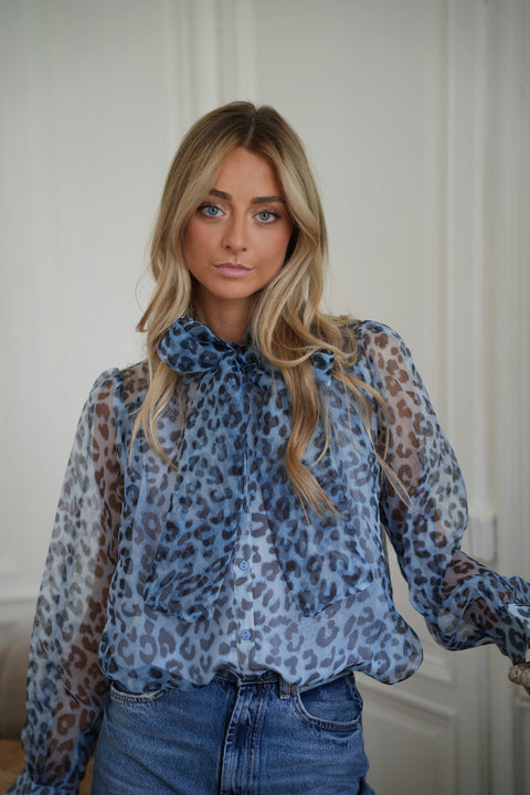 Baija bleue - Blouse léopard
