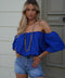 Nao bleu roi - Blouse col bardot