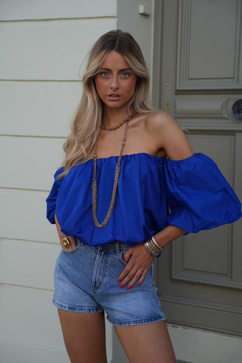 Nao bleu roi - Blouse col bardot