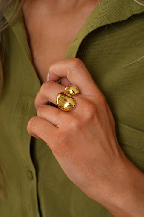 Bob dorée - Bague acier