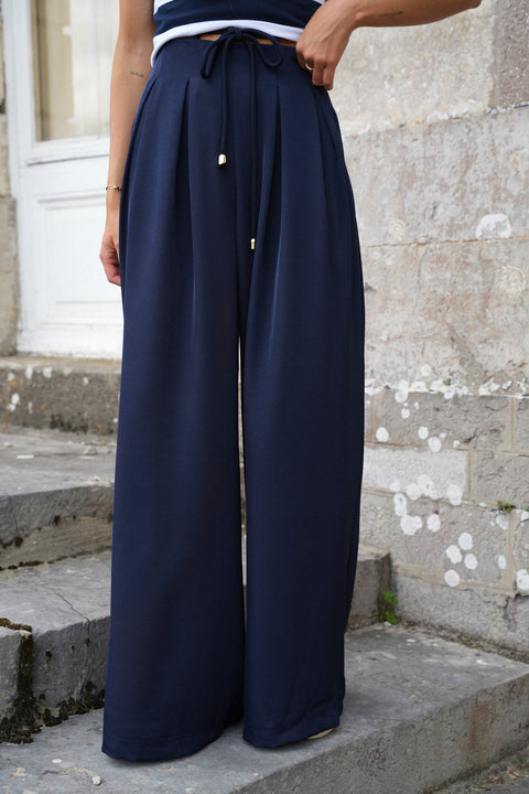 Elia marine - Pantalon droit