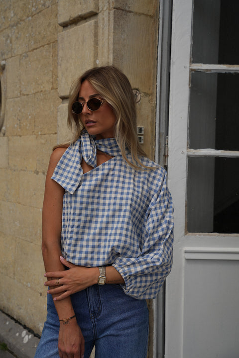 Pearl bleue - Blouse vichy
