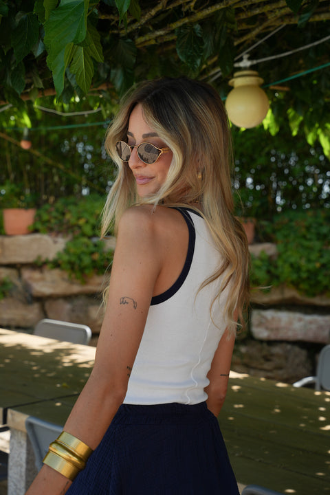 Aurélie blanc - Top bicolore