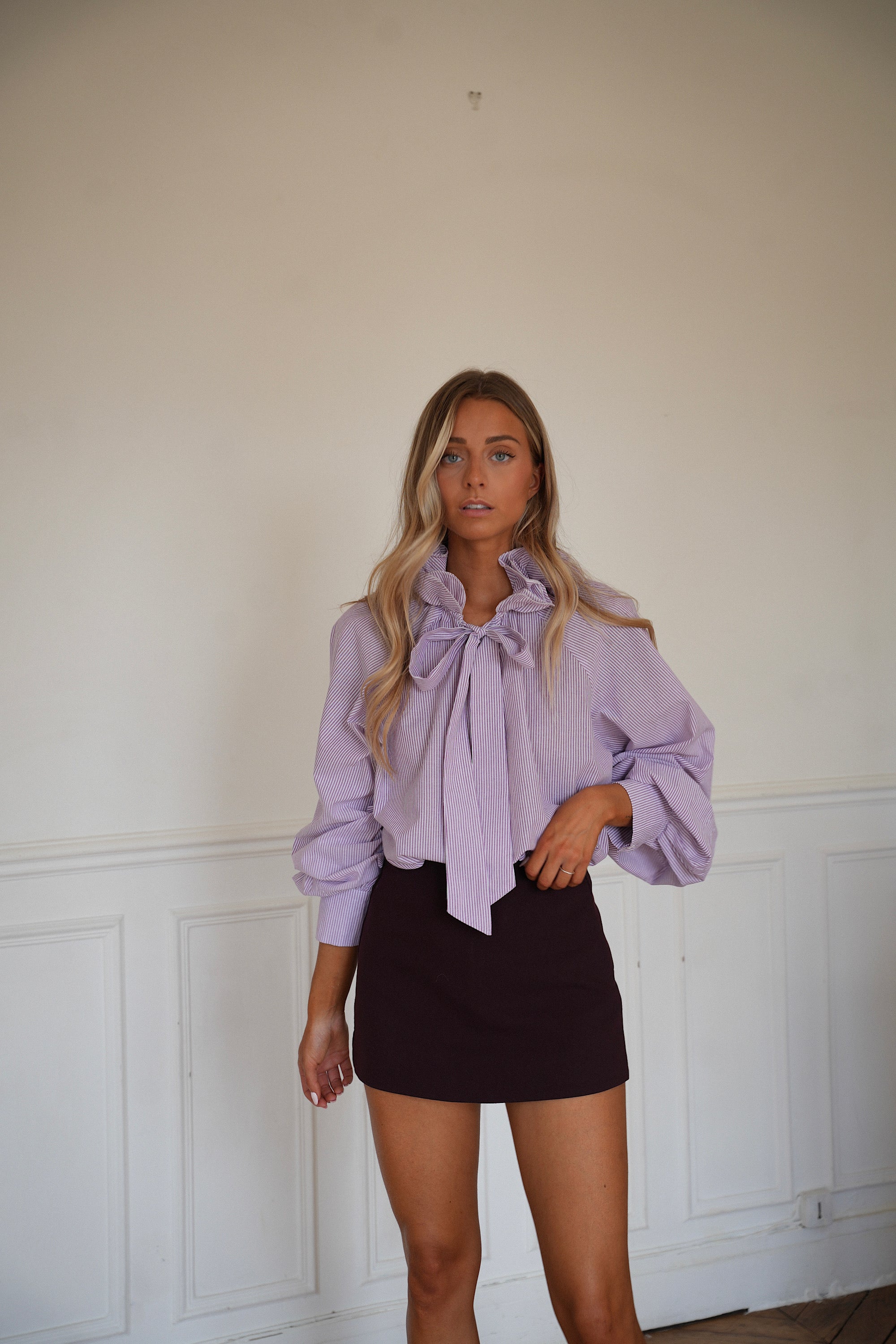 Paola violette - Blouse rayée