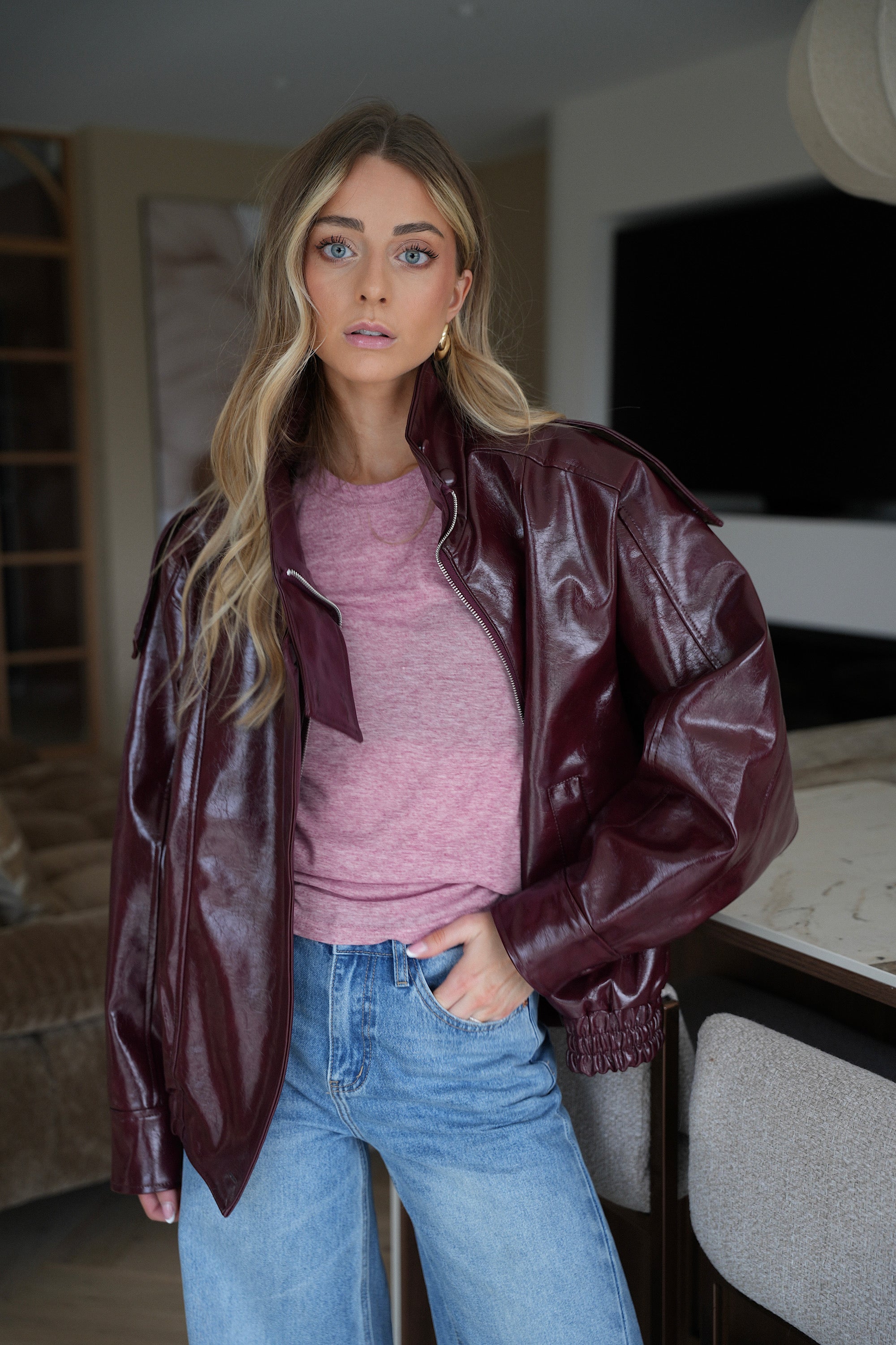 Maxine rouge - Veste vernie