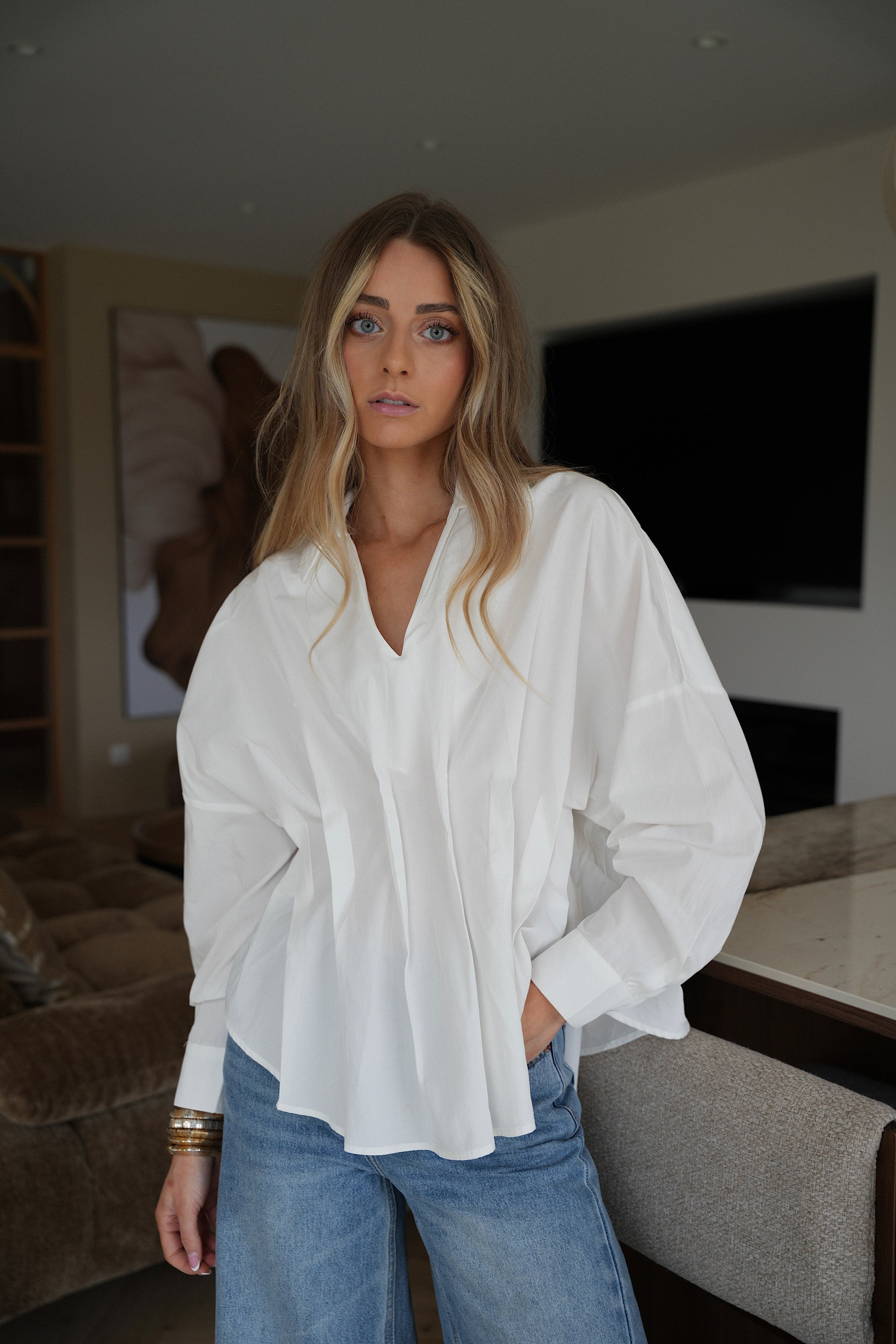 Stacy blanche - Blouse à plis