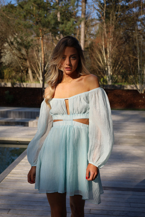 Mina bleue - Robe bardot