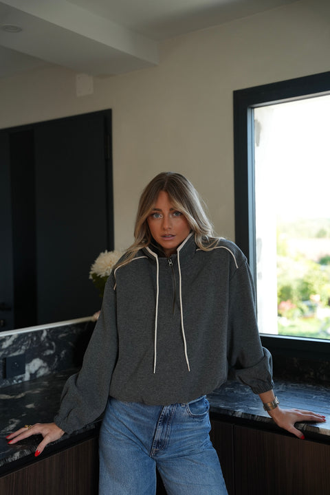Roman gris - Sweat-shirt zippé