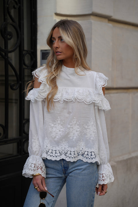 Joanna blanche - Blouse brodée