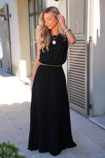 Elize noir - Ensemble jupe/top