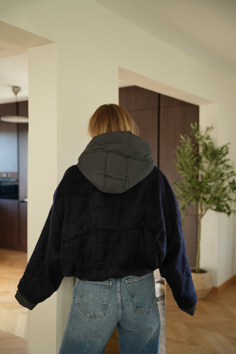 Selina marine - Manteau à capuche