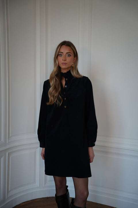 Cristelle marine - Robe en velours