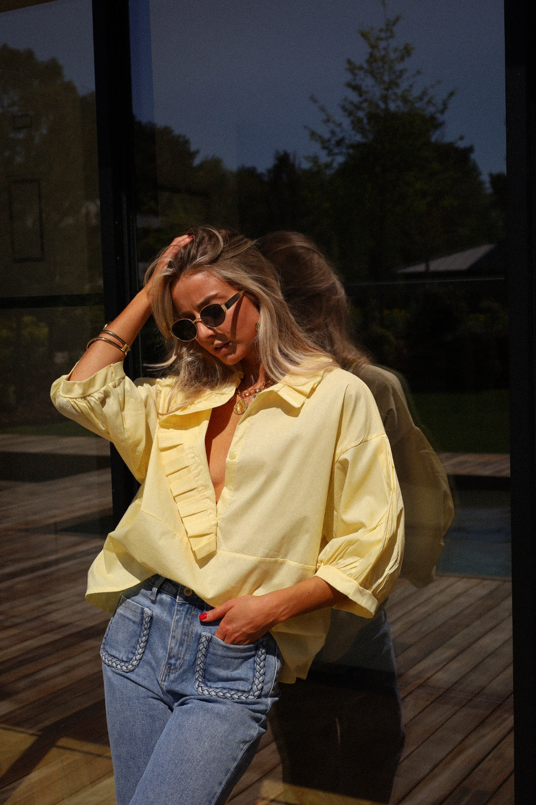 Julieth jaune - Blouse volantée