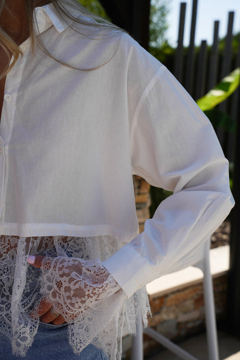 Alica blanche - Blouse dentelle