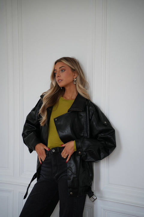 Ivy noire - Veste en similicuir