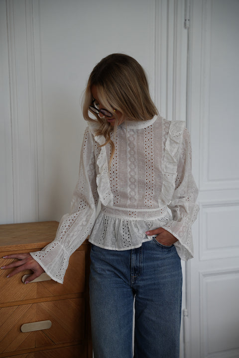 Sonya blanche - Blouse brodée