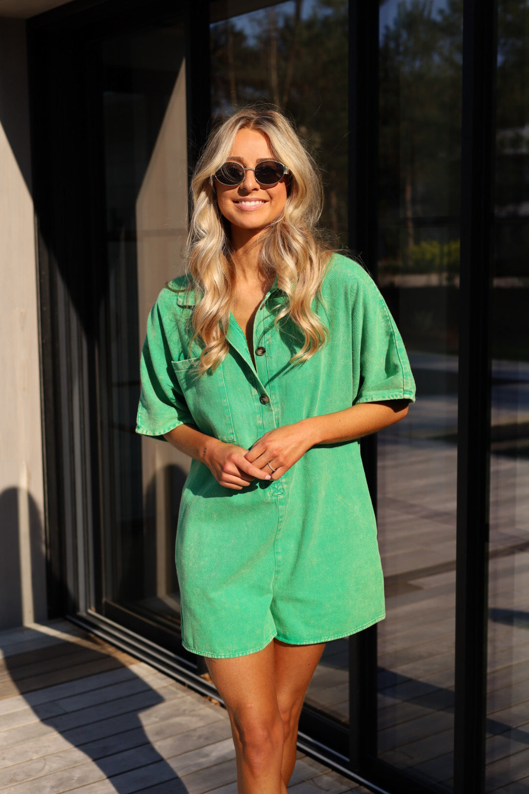 Angélique verte - Combishort jean