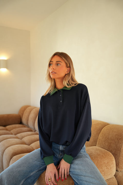 Eddi marine - Sweat col polo