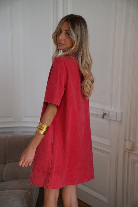 Zaho rouge - Robe en jean