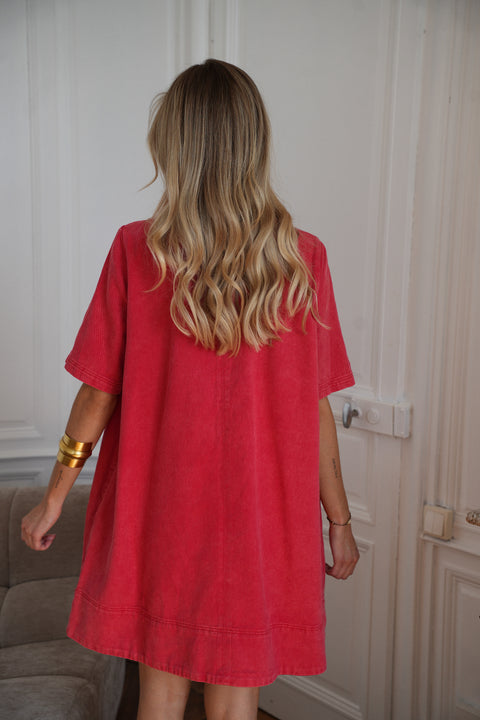 Zaho rouge - Robe en jean