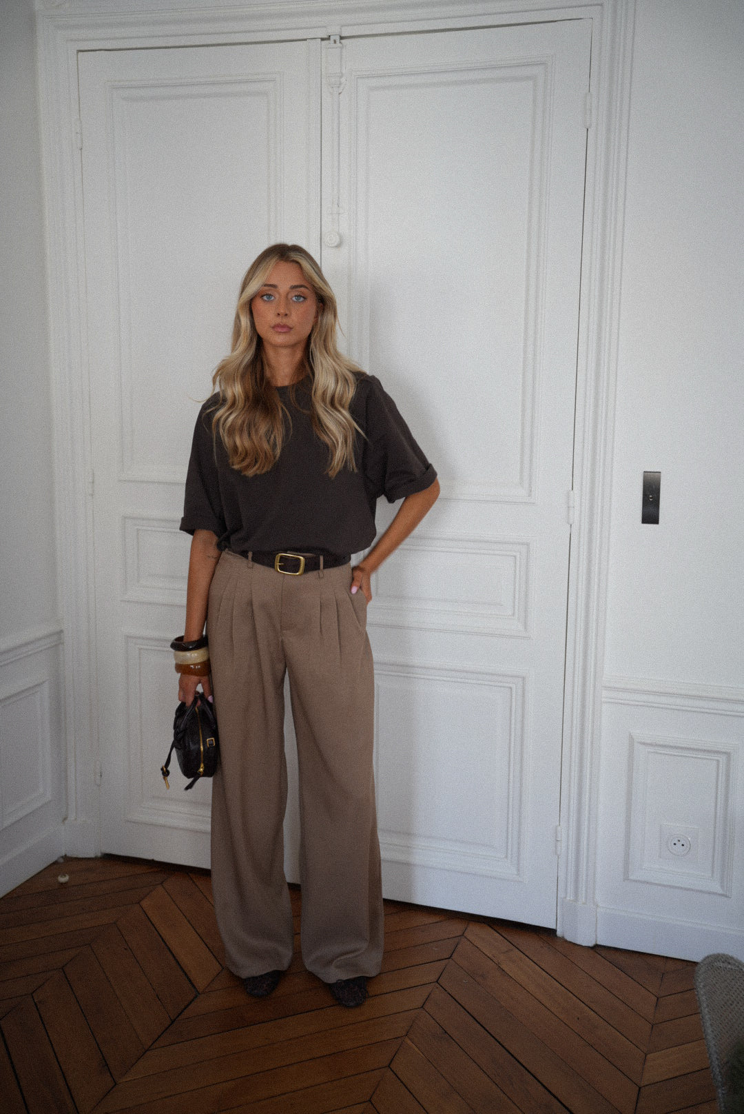 Achille taupe - Pantalon droit