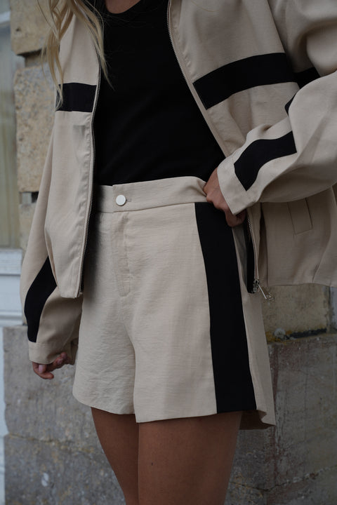 Holy beige - Short à bandes