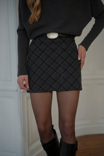 Paola grise - Jupe-short à carreaux
