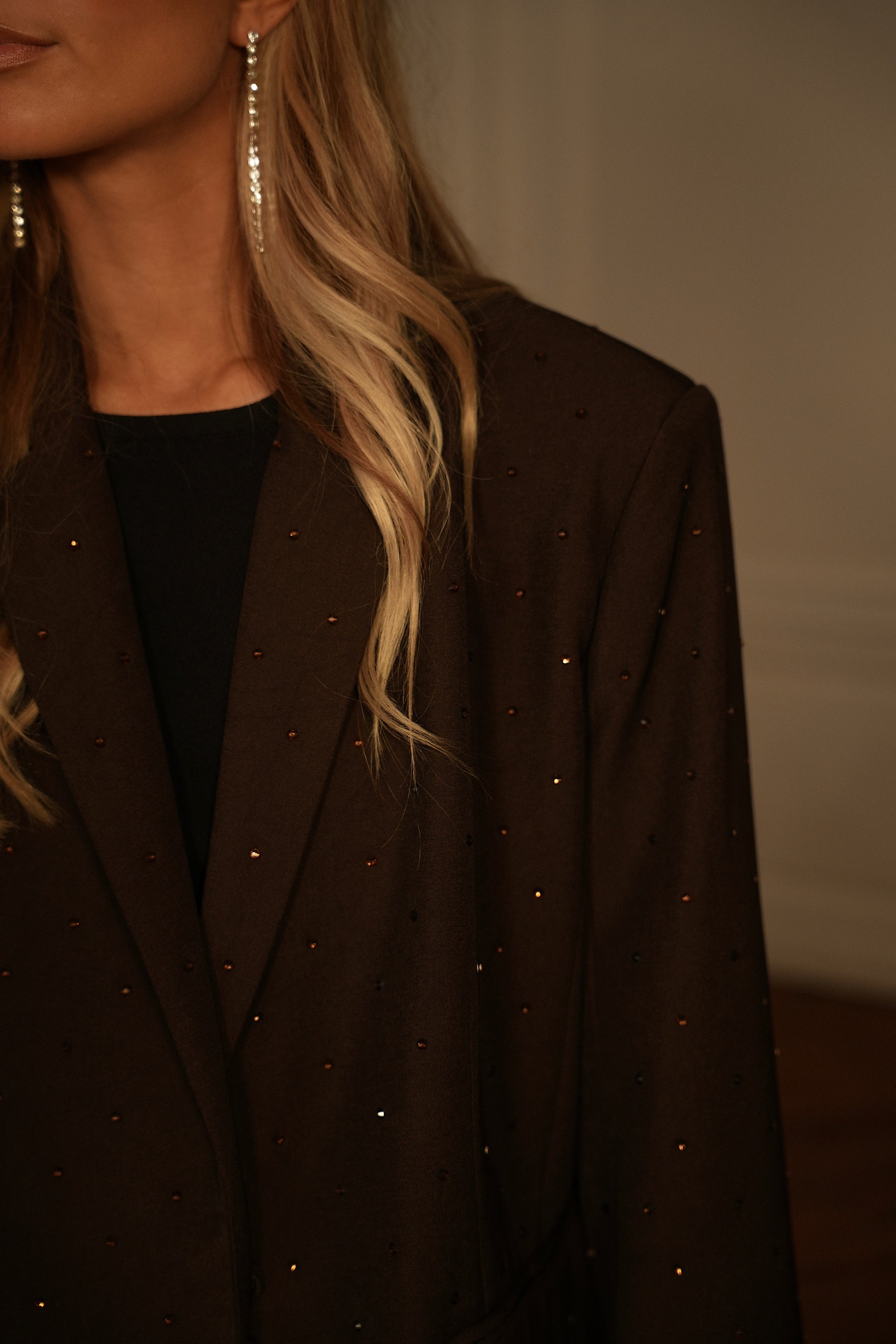 Chad chocolat - Blazer à strass