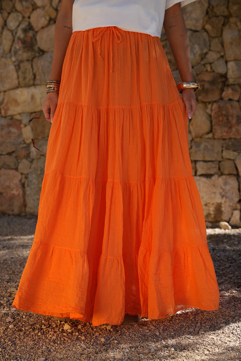 Chloé orange - Jupe longue