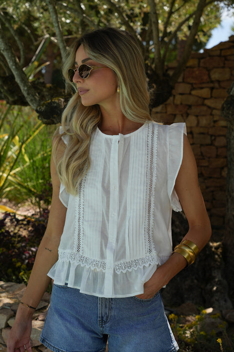 Ayem blanche - Blouse brodée