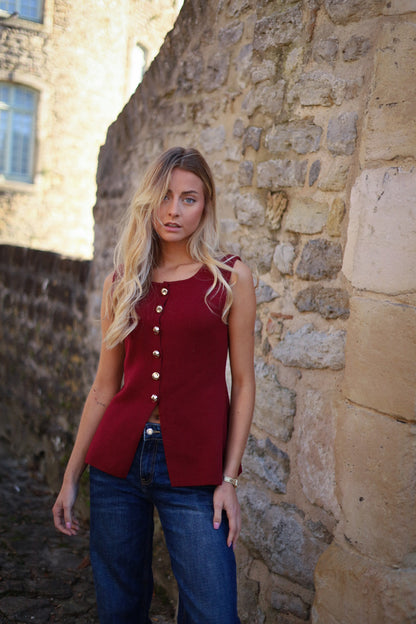 Annaelle Bordeaux - Top boutonné