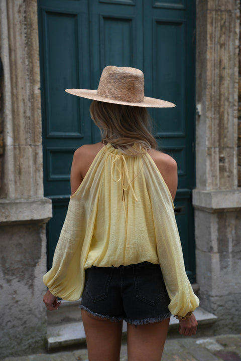 Karole jaune - Blouse ajourée