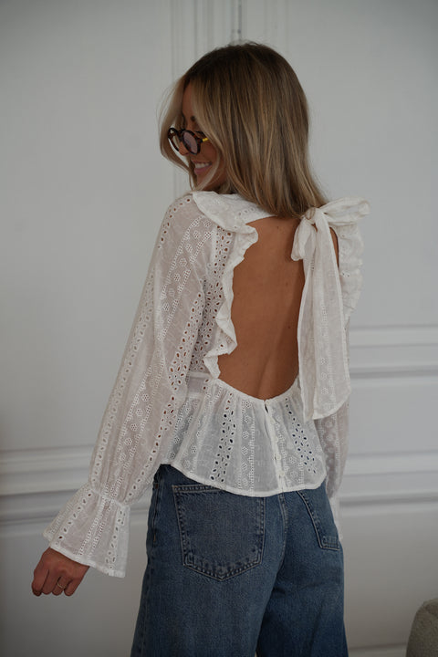 Sonya blanche - Blouse brodée